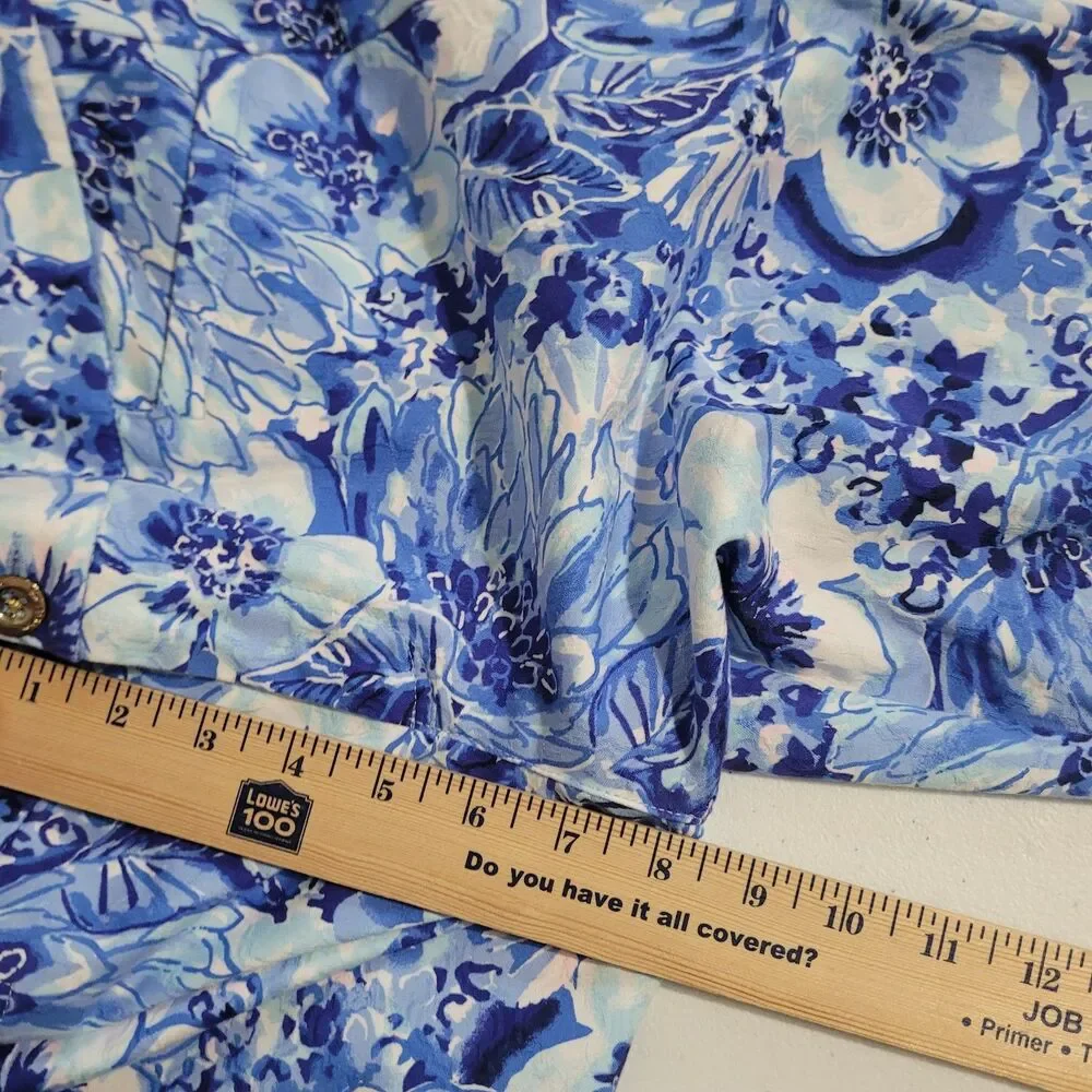 Lilly Pulitzer 8 pants Kelly Skinny Ankle Coastal Blue Catch n Keep blue flower
